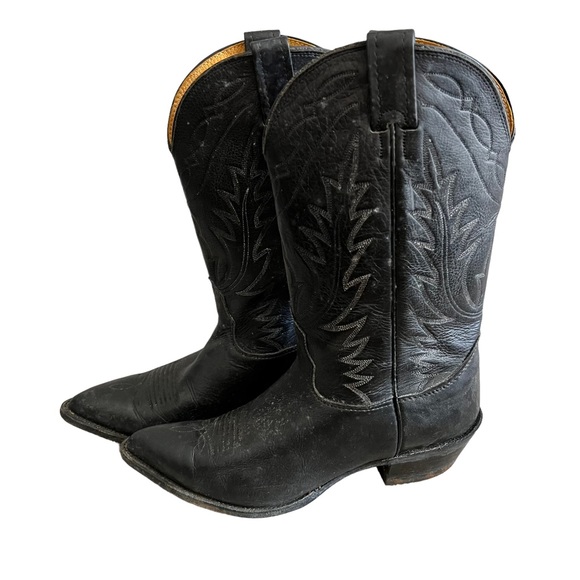 Nocona Mens Black Leather Cowboy Boots size 10 D 35956 - Picture 3 of 10